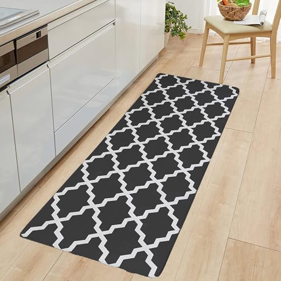 Kitchen Mat Cushioned Anti-Fatigue Kitchen Rug 17.3"x 47" Waterproof Non-Slip Kitchen Rugs Ergonomic Floor Comfort Mat for Kitchen Home Office Sink Laundry Black