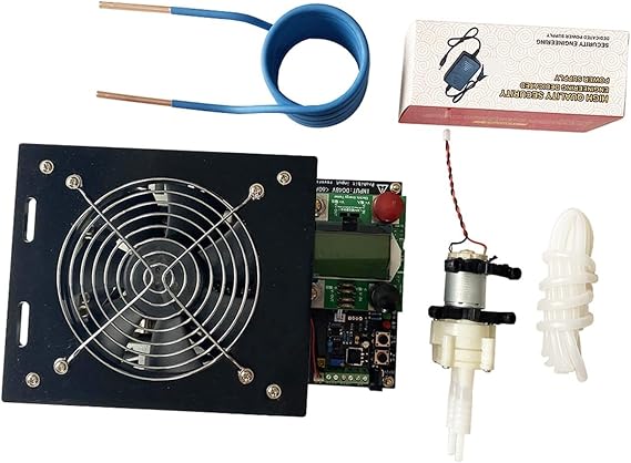 Induction Heater, 3000W ZVS Induction Heater Heating PCB Board Machine+ Coil+70mL rucible+Pump+Power Supply(Rosso)