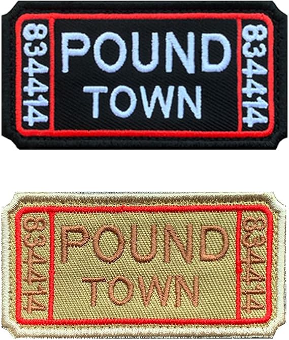 2 PCS Pound Town Tactical Embroidered Applique Emblem Patch for Armband,Pants,Clothes,Uniforms,Jackets,Pouch,Bags,Vests,Coat,Helmets,Biker,Jeans,Hats,Backpacks Hook and Loop Patch(Black Gray)
