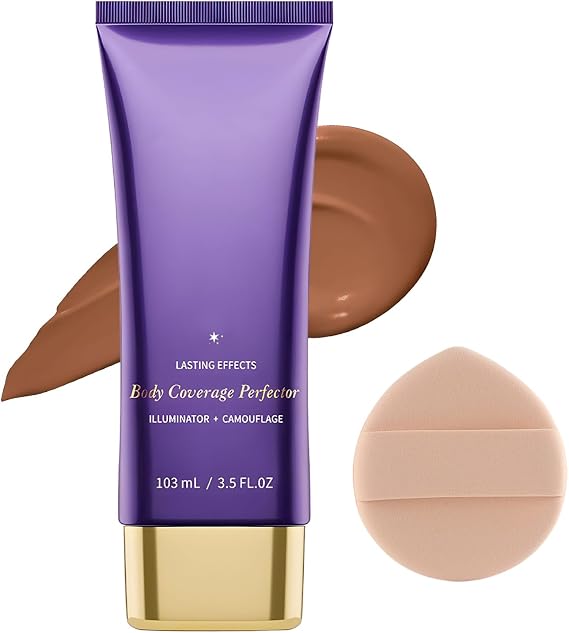 Body Coverage Perfector, All Over Complexion Body Perfector, Waterproof Leg & Body Makeup Tattoo Cover Up Makeup Cream, Easy Application (Deep)