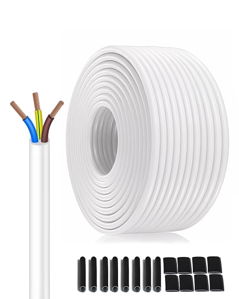 XINWANG H05VV-F 3 x 0.75mm² PVC Sheathed Cable, White, 50m