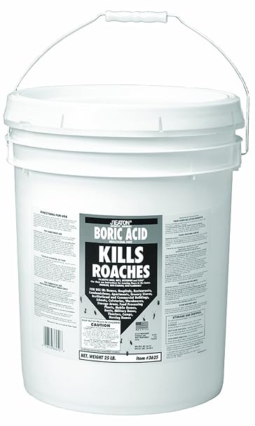 JT Eaton 3625 Boric Acid Insecticidal Dust, 25 lbs Resealable Pail - Effective Roach, Ant, and Insect Control | Resealable 25 lb Pail; Long-Lasting Residual; Kills Roaches, Ants, and Crawling Insects in Cracks and Voids; Model 3625