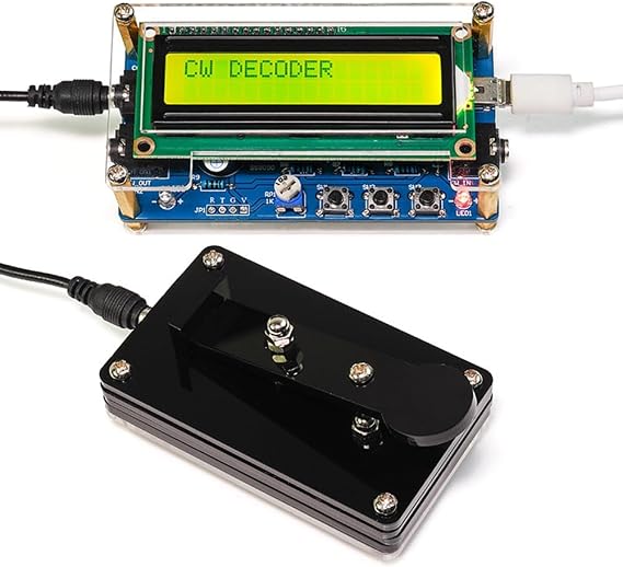 Upgraded CW Morse Code Decoder Finished +Case+Button Kit with Digital LCD CW Trainer Morse Code Decoder Kit