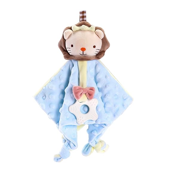 Loveys for Babies Blue Lion Stuffed Animal Security Blanket Soft Plush Snuggle Cuddle Blanket Minky Dot Baby Lovies Baby Soothing Toy for Newborn 3 6 12 Months