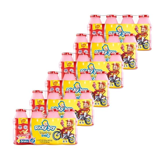 Ricky Joy Yogurty Drink, 3.37 fl oz each., 24 Bottles Strawberry Banana (Pack of 24)