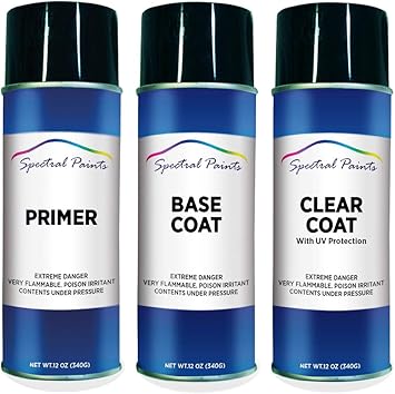 Spectral Paints Compatible/Replacement for Bmw 317 Orient Blue Metallic 12 oz. Aerosol Primer Spray Paint and Clear Coat
