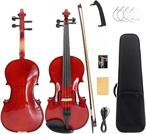 Yinfente Acoustic Electric Violin 4/4 Full Size Violin Profesional 4 String Maple Spruce For Student,Violin For Beginners With Case,Brazilwood Bow,Cable,Cleaning Cloth,Rosin
