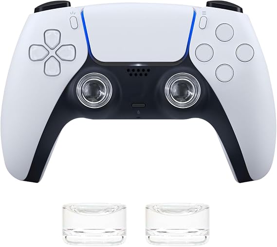 DLseego 2PCS Thumb Grips Caps for Switch 2, Xbox One PS5 PlayStation4 DualSense Switch Pro Wireless Controller Steam Deck, Soft Silicone Anti-Slip Crystals Button Cap Joystick Cover - Clear 1