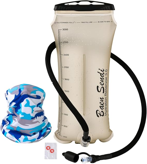 TPU Hydration Bladder 2L/70 oz and 3L/100 oz -Water Bladder for Hiking Backpack System-Leakproof Design with Insulated Hose and High-Flow Bite Valve