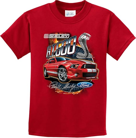 Ford Red Mustang Shelby GT500 Youth Kids Shirt, Red Small