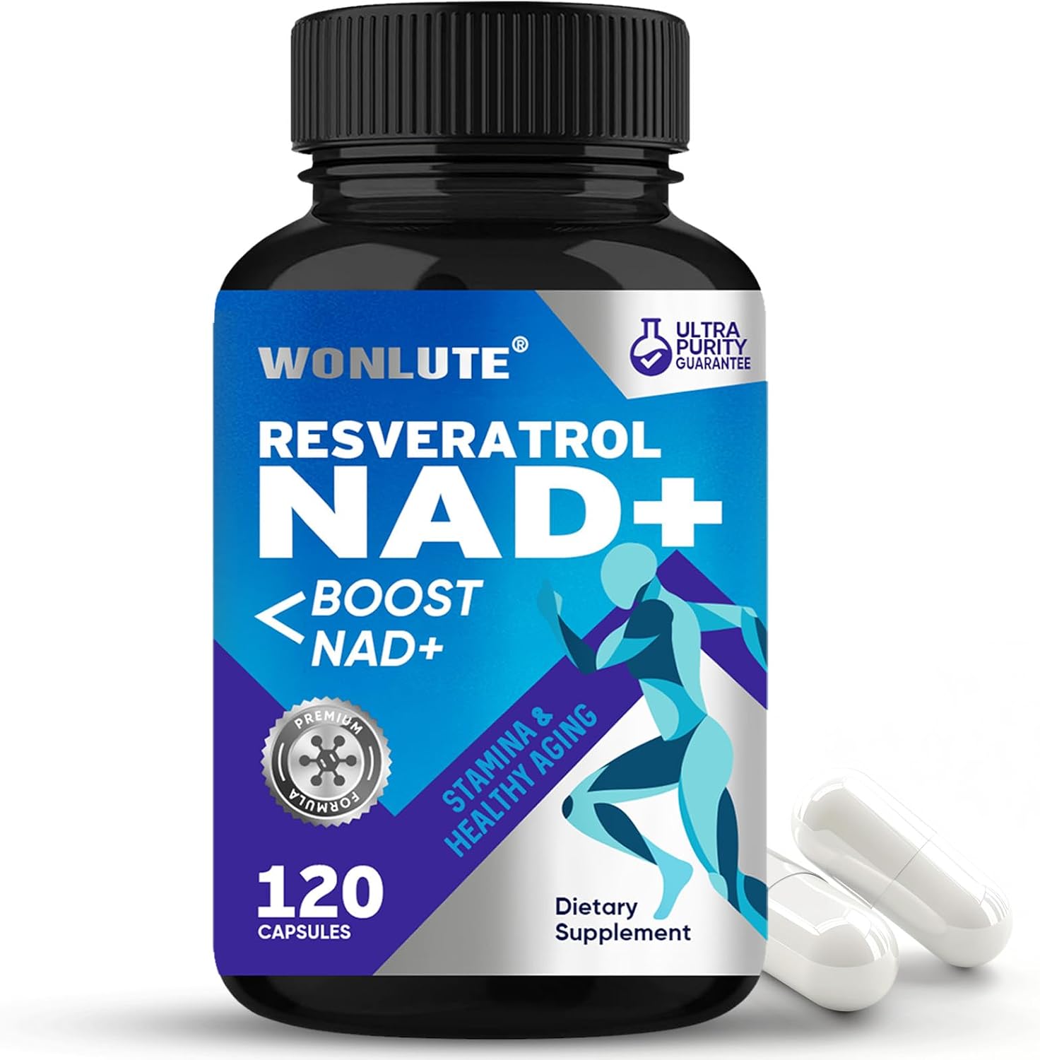 NAD Supplement, NAD Resveratrol Supplement, Advanced NMN Alternative for Energy, Anti-Aging, Focus - 120 Capsules
