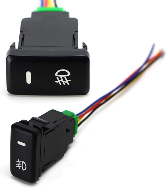 iJDMTOY Factory Style 4-Pole 12V Push Button Switch w/LED Background Indicator Lights Compatible with Fog Lights, DRL, LED Light Bar, etc (39mm Standard Size)