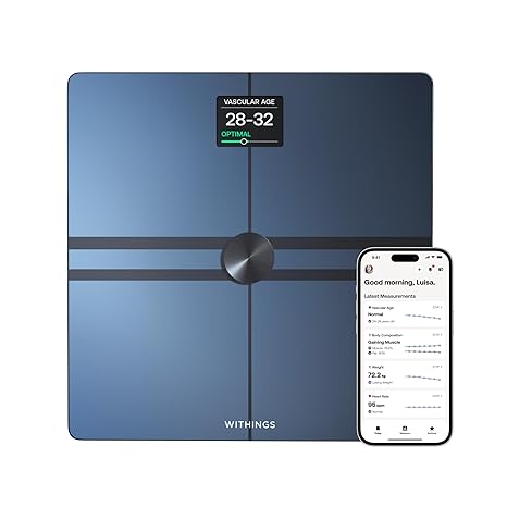 WITHINGS Body Comp - Scale for Body Weight and Complete Body Analysis, Wi-Fi & Bluetooth, Baby Digital Scale, Accurate Visceral Fat, Heart Health, Scales Compatible with Apple
