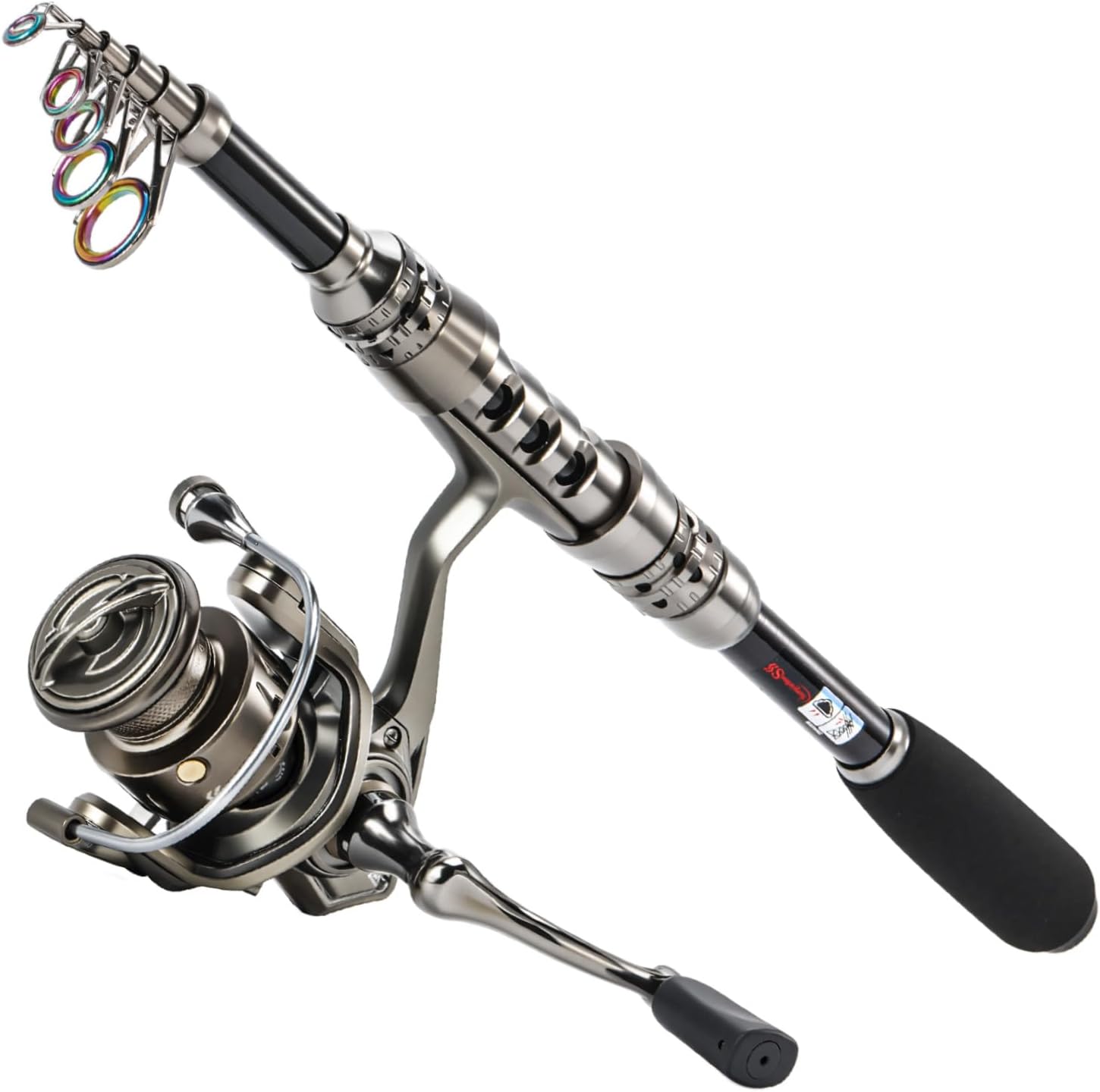 Sougayilang Fishing Rod and Reel Combo – 5.9FT Telescopic Carbon Fiber Fishing Pole with 121 BB Spinning Reel, Saltwater Freshwater Kit