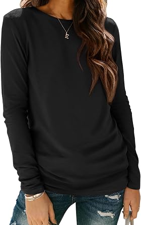 ATHMILE Womens Long Sleeve Shirts Basic Tee Fall Trendy Spring Top Business Casual Beach Vacation Workout 2026 Fashion