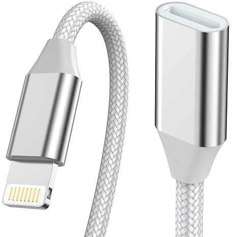 3.3FT iPhone Charging Extension Cable,Nylon Braided Lightning Extender Dock Cable Adapter for iPhone 14 Pro 13 Pro Max 12 11 X XR 8 7 6 Male to Female Extension Cord Pass Video,Data,Audio,OTG | Dock Cable Adapter for iPhone 14 Pro 13 Pro Max 12 11 X XR 8 7 6 Male to Female Extension Cord Pass Video,Data,Audio,OTG