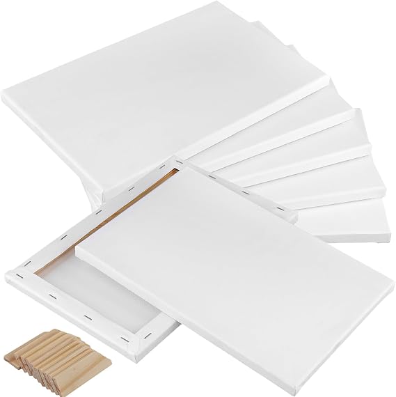 HAKZEON 10 Pack 30 x 40 cm Stretched Blank Canvas, 12 x 15.7 Inch Artist Blank White Cotton Canvas Frame Stretcher with Tightening Keys for Acrylic Painting, Oil Painting, Wet Dry Art Media