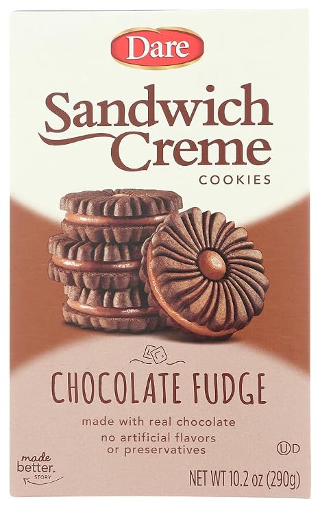 Dare Premium Chocolate Fudge Creme Filled Cookies - 2 Boxes Bundle