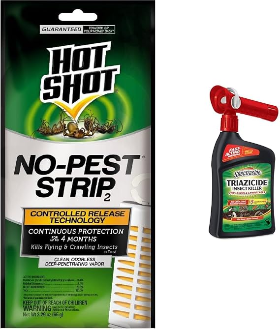 Hot Shot No-Pest Strip, Pack of 1 & Spectracide Insect Killer for Lawns, 32 fl Oz, Kills 260+ Listed Insects
