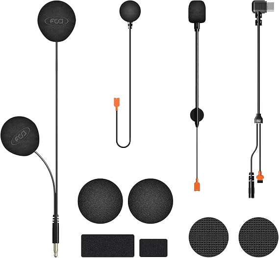 Fodsports High Resolution Sound Quality Speakers Headphone Cable, Only for M1-S Plus Motorcycles Bluetooth Intercom Accessories Kit (Boom Microphone and Button Microphone)