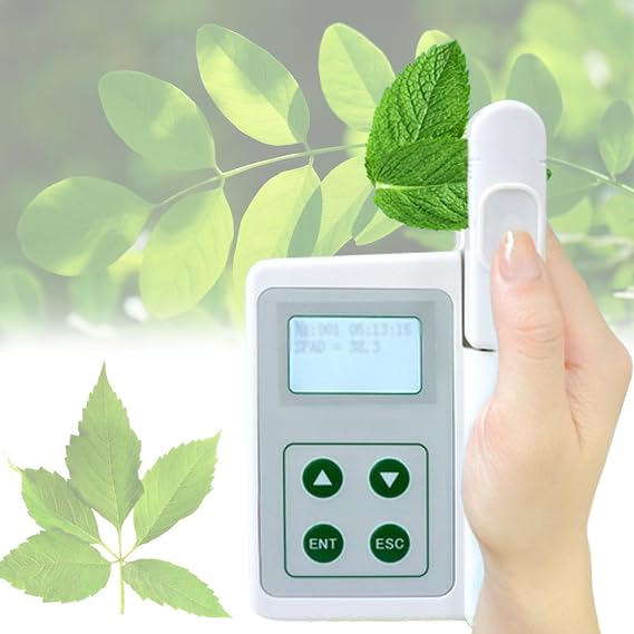 Portable Chlorophyll Meter, Plant Nutrient Testing, 2000MAH Lithium Battery, with USB Data Export/LCD Display, Measurement Range 0.0-100 SPAD, Measurement Area 2mm*2mm, Measurement Accuracy 1.0SPAD