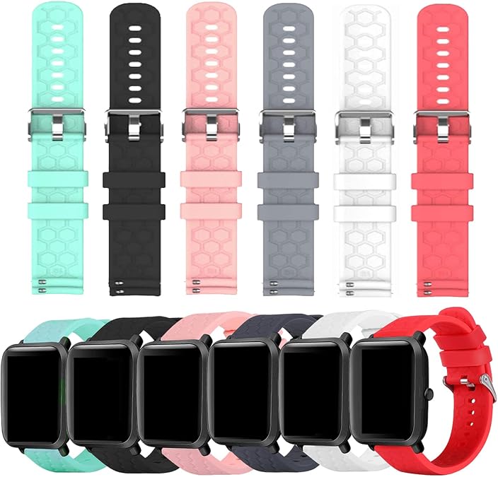 RuenTech 6-Pack Bands Compatible with FITVII H56 Smart Watch Bands, Soft Silicone Quick Release Replacement Bands for FITVII H56 Smatwatch (not for H86)