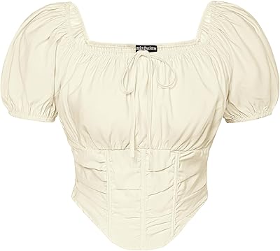 Scarlet Darkness Renaissance Shirt Women Off The Shoulder Corset Tops Peasant Blouse