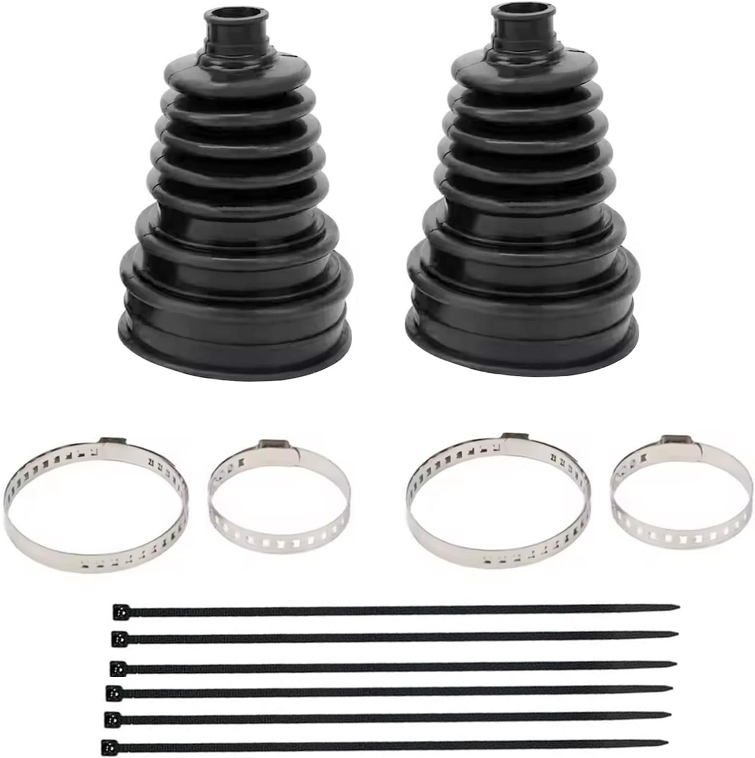 2 PCS Silicone CV Joint Boot Repair Kits Fit for 19mm to 24mm Shafts with 4 Stainless Steel CVs Boots Clamp with 6 Cable Ties