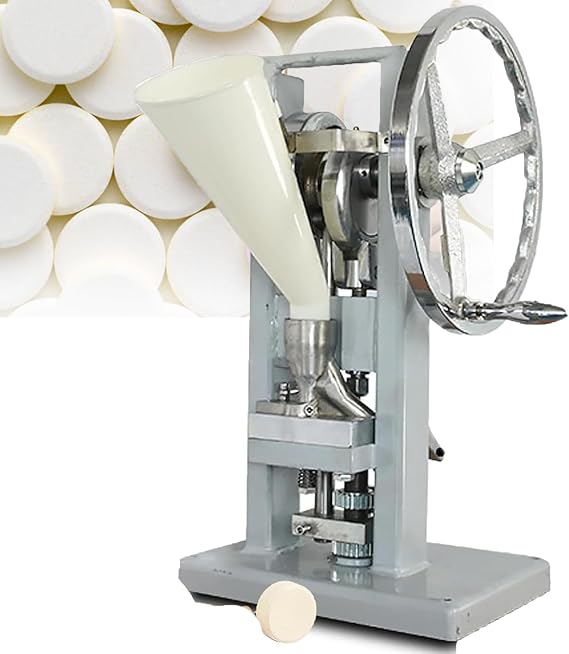 Lab Industrial Tablet Press Machine, Hand-Crank Powder Tablet Press, Pill Tablet Press Machine,Manual Stamping Machine, 0-2000 Pieces/Hour,0-6mm Thickness Adjustable