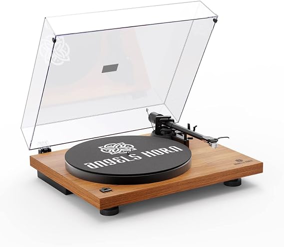Vinyl Record Player, ANGELS HORN Turntables for Vinyl Records, Built-in Phono Preamp, Belt Drive 2-Speed, Adjustable Counterweight, AT-3600L, No Bluetooth