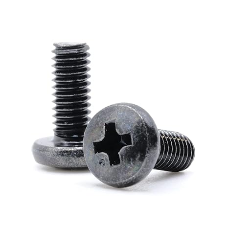 ReplacementScrews M4 x 10mm Pan Head Phillips Drive Machine Screw | M4-0.7 x 10mm, Metric M4 Diameter, 10mm Length, 0.7mm Pitch, Black Plated Precision Screws, Pack of 5