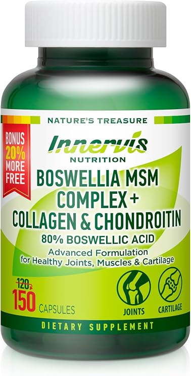 Boswellia MSM Complex 150 Caps Supports Joint Health | Collagen, Chondroitin, Turmeric