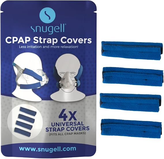 CPAP Headgear Strap Covers (4-Pack) Blue Color - Universal CPAP Mask Cushions Soft Fleece Fabric to Reduce Pressure and Improve Comfort Perfect for Enhanced Sleep Quality & Skin Protector