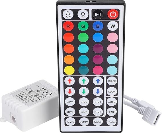 SUPERNIGHT RGB LED Light Strip Remote Controller | Dimmer for RGB LED Strip Lights, Wireless IR Remote Controller for SMD 5050 3528 Rope Lights (44 Keys)