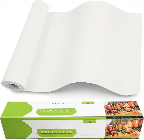 Baking Paper Roll 30cm x 50m, White Non-Stick Parchment Paper, Greaseproof Paper for Baking, Cooking, Freezing, for Oven, Kitchen, Air Fryer, Freezer, Pastry