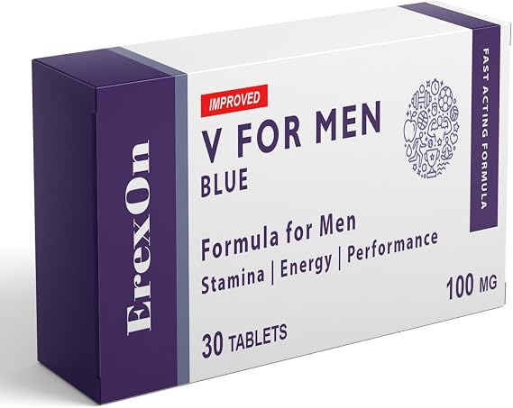 ErexOn V for Men - 30 Blue Tablets - Herbal Supplement for Men - Strong Effect - Mens Health Support Tablets - Performance & Enhancement - Maca, Glycine, Korean Ginseng and Zinc