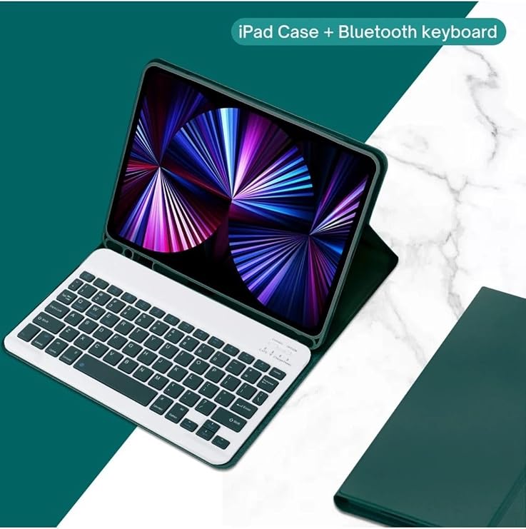 Apple Ipad Pro 11 İnç 4. Nesil M2 2022 Ile Uyumlu Bluetooth Klavyeli Kılıf, Kalem Bölmeli, Türkçe Klavye, Koyu Yeşil, Apple iPad Pro 4. Nesil M2 2022 11 inç