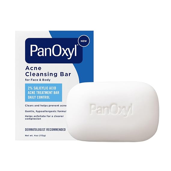 PanOxyl Acne Cleansing Bar, 2% Salicylic Acid, For Face & Body, 4 oz