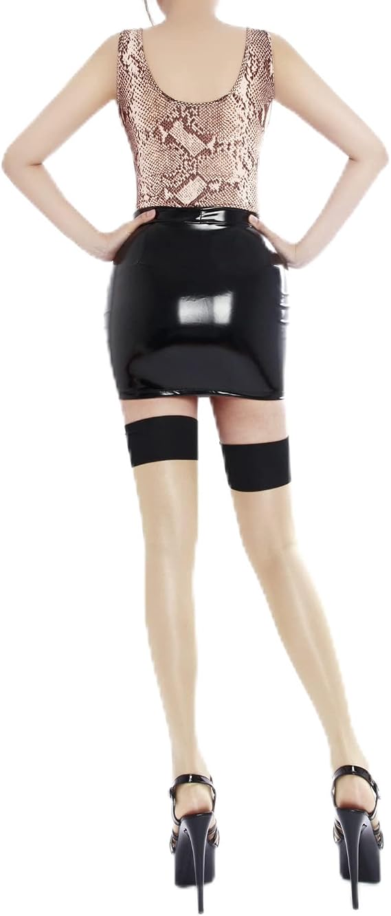 Women's Shiny Leather Liquid Metallic Tight Short Skirts
