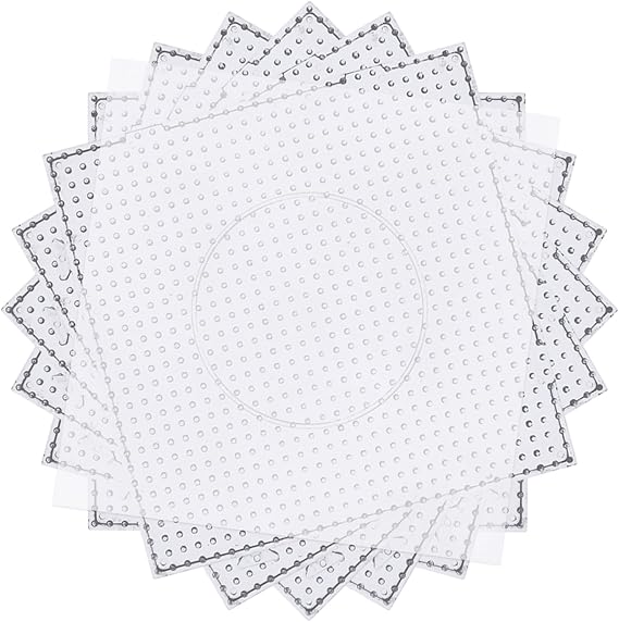 Phinus 6 PCS 5mm Fuse Beads Pegboards Kits, Plastic Bead Boards with 4 PCS Ironing Paper, Large Square Clear Beads Pegboards for Kids Craft Bead, DIY Craft Bead