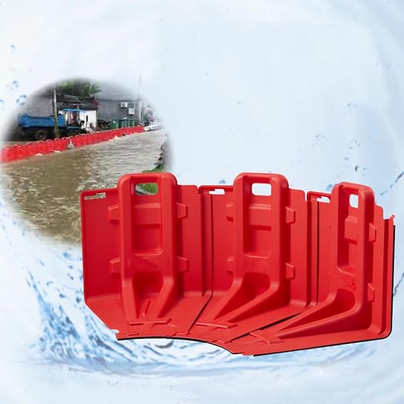 Flood Prevention Barriers, ABS Plastic L-Type Flood Barrier High Impact Resistance Flood Control Water Gate for Impoundment River Diversion (Red-B
