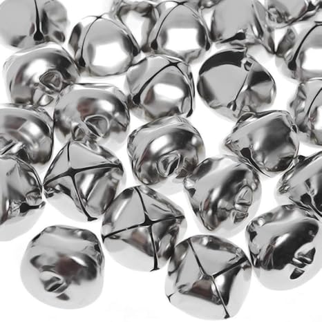 Jumbo Silver Jingle Bells,(24 pieces)