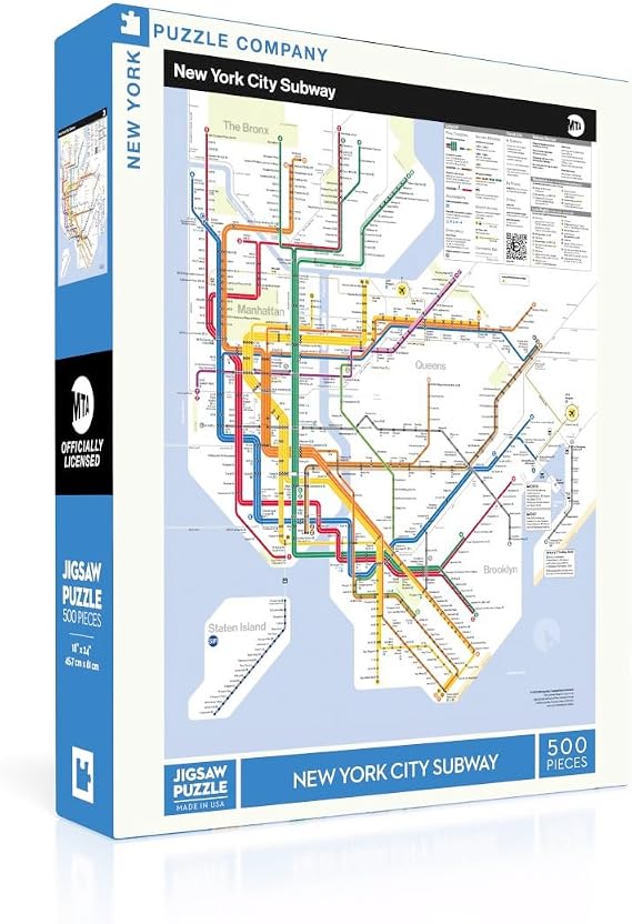New York Puzzle Company - Transit Maps New York Subway Map - 500 Piece Jigsaw Puzzle for Family Game Nights