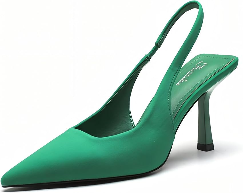 Green Emerald Slingback Pumps