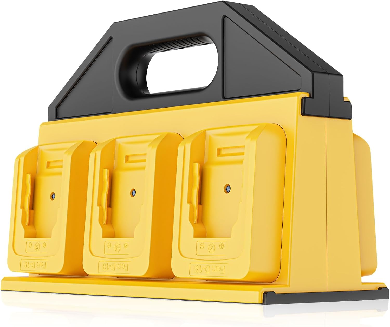 6-Slot Battery Caddy HolderCarrying Case Compatible for DeWalt 20V Batteries - Heavy Duty ABS Organizer for 2.0Ah-10.0Ah Batteries with Handle, Non-Slip Base（Battery Not Included