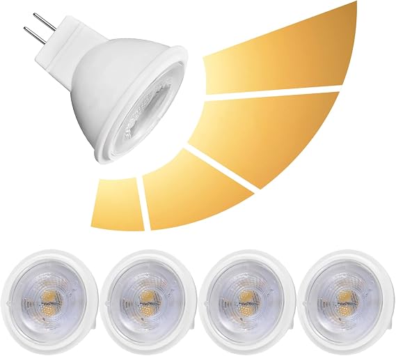 MR11 GU4 LED bulbs, 3W AC/DC 12V, 300LM Equivalent for 30W halogen bulbs, Dimmable No flicker, 4pcs (Color : Warm white 3000K)