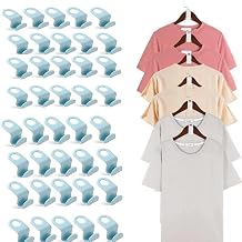 50 Pcs Clothes Hanger Connector Hooks, Space Saving Hanger Connector Multi-Layer Hanger Hooks, Mini Stacked Hanger Hooks Bearing Hanger Connector for Wardrobe Closet, Hanger Hooks (Blue)