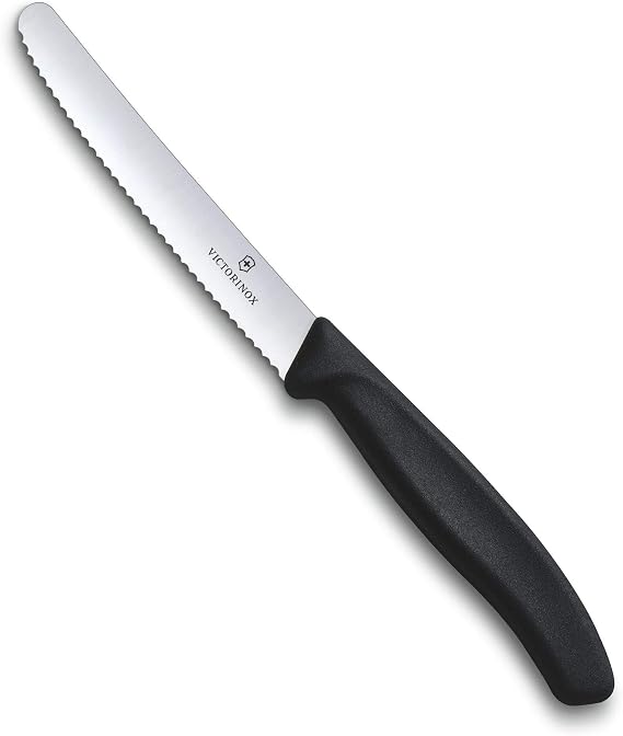 Victorinox VIC-6.7833 Swiss Classic Utility 412" Serrated Round Blade 34 Width at Handle Black