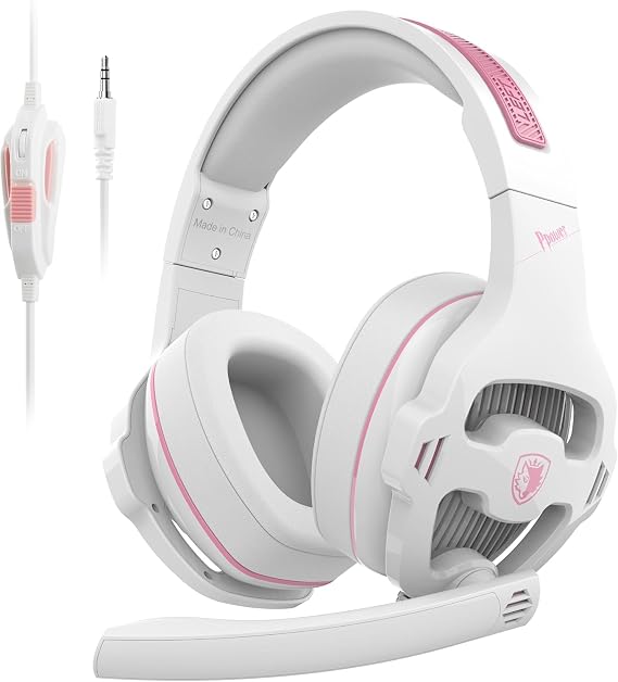 Cute Gaming Headset for Girls, Wired Gaming Headphones with Mic for PS5 PS4 Xbox Series X|S PC Nintendo Switch, Stereo Sound Gamer Pink Headset with Noise Cancelling Microphone