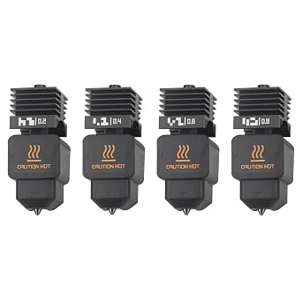 4 Pack H2D Hotend kit for Bambu Lab H2D/H2S Mini 3D Printers, 0.2/0.4/0.6/0.8mm Print Head Hot End Kit Extruder Upgrade High-Temperature Hardened Steel Nozzle, Quick Swap Replacement